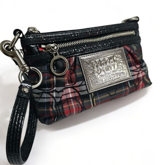 Coach Poppy RARE Plaid Sparkly Convertible Mini Bag/Clutch/Wristlet LIKE NEW - Picture 4 of 13
